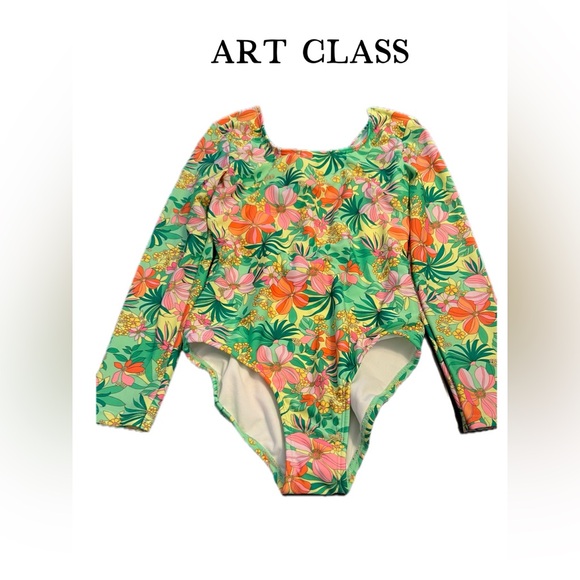 KB ART CLASS GIRLS TROPICAL UPF 50+ SWIM SUIT. Size M plus 8 - Picture 3 of 9
